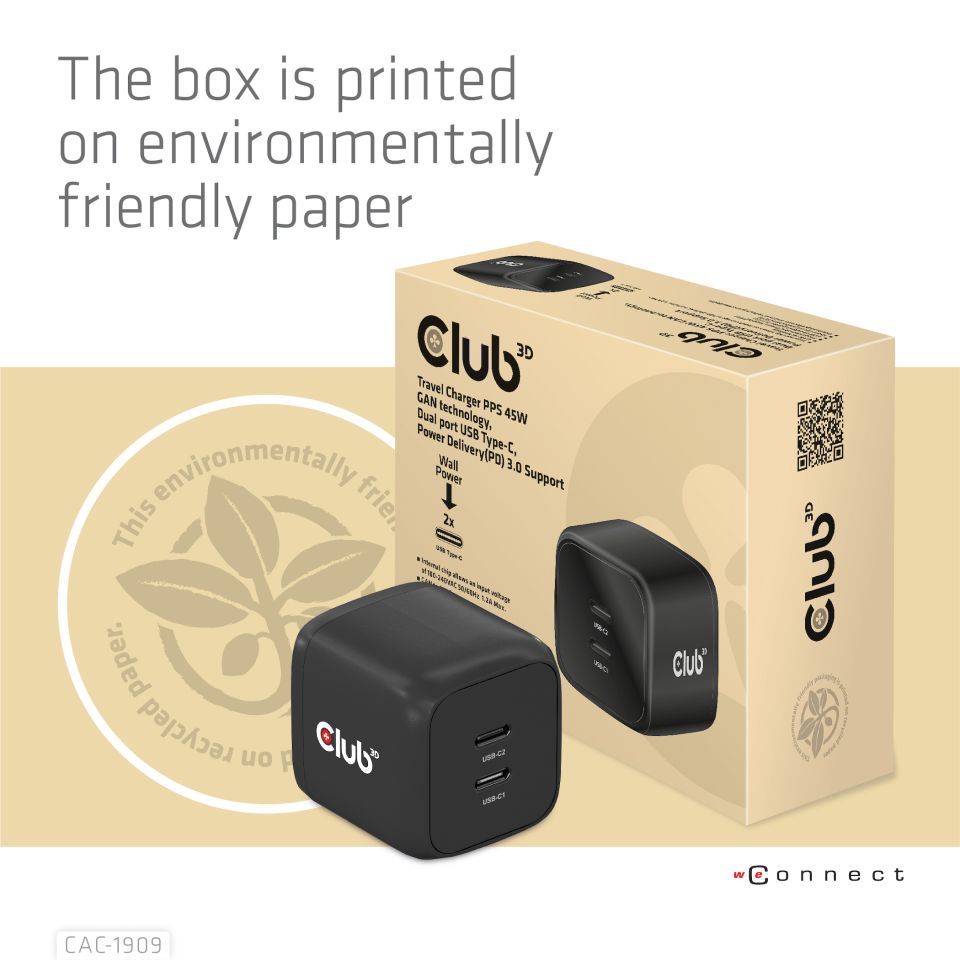 Club 3D Reiseladegerät - 45W