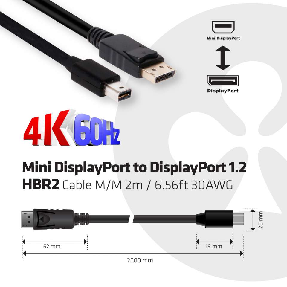Club 3D MiniDisplayPort auf DisplayPort Kabel - 2m