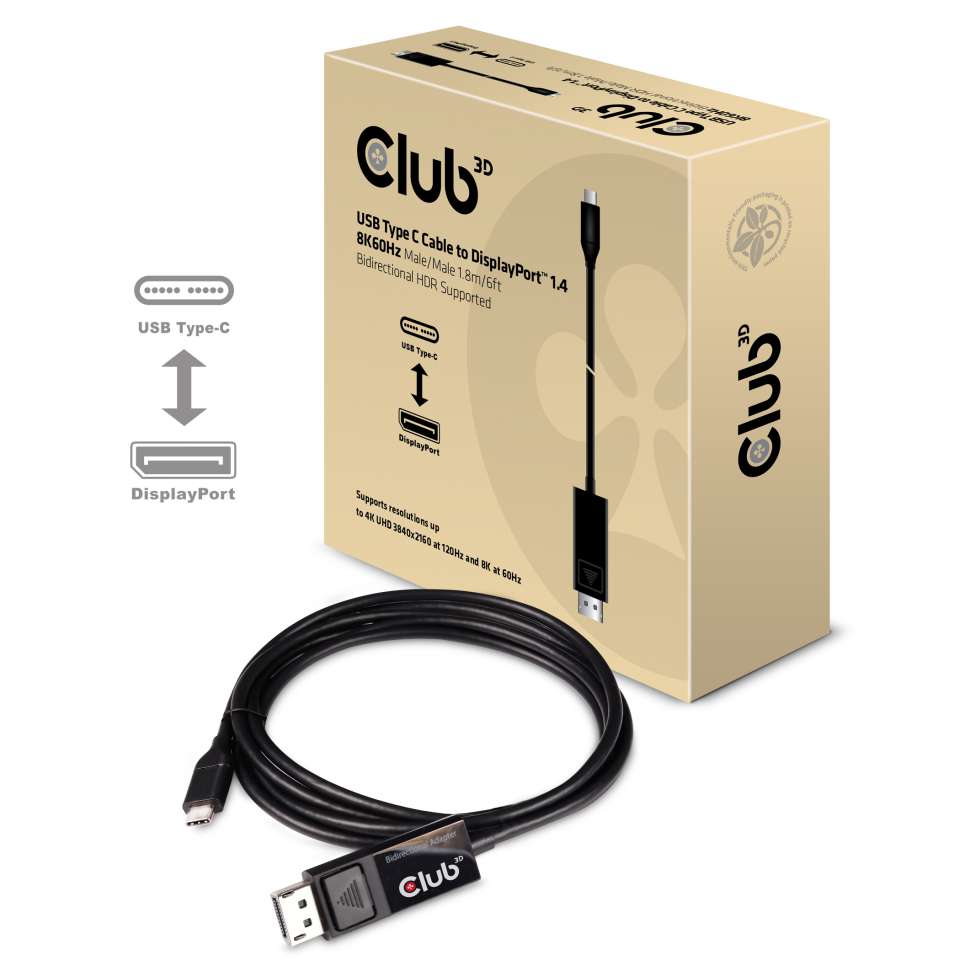 Club 3D USB-C auf DP Kabel - 1,8m