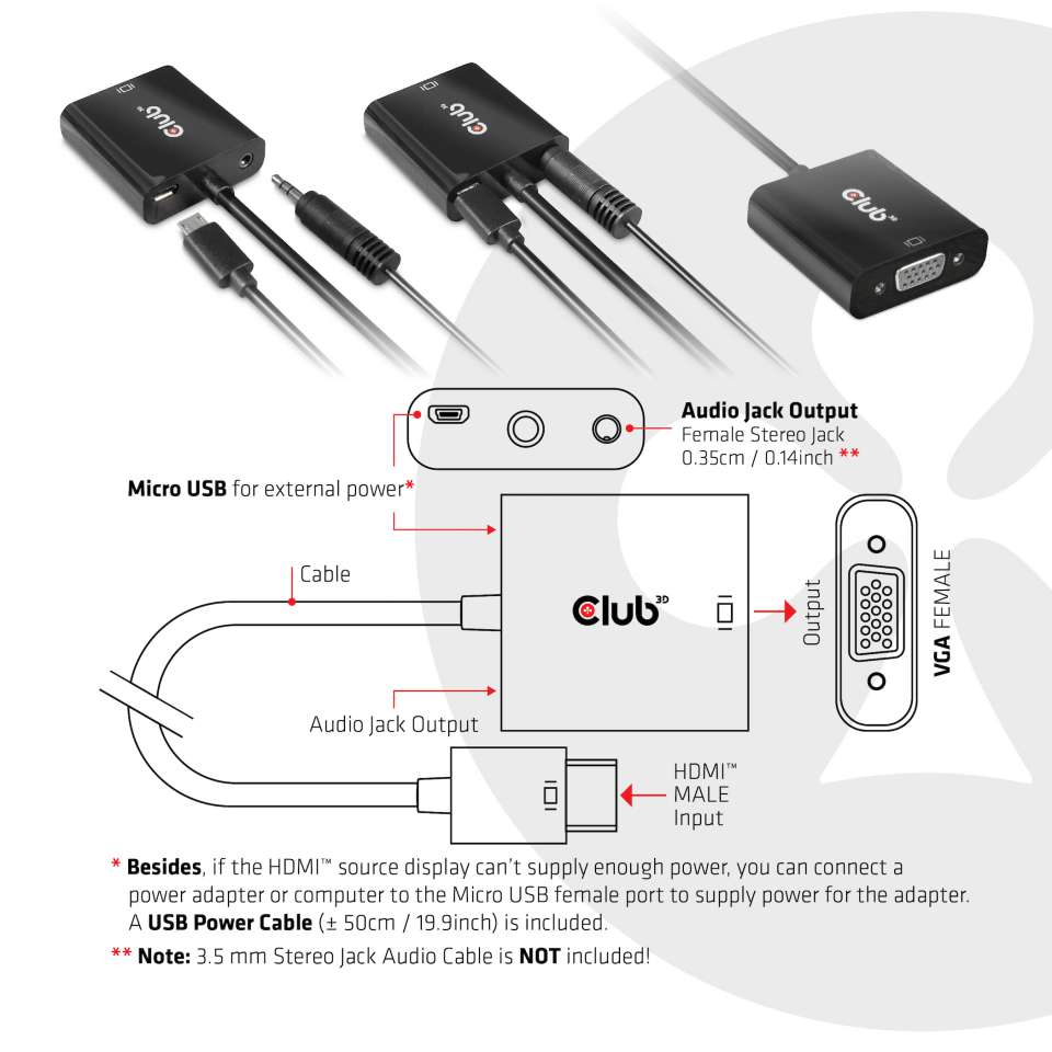 Club 3D HDMI auf VGA Adapter (Aktiv)