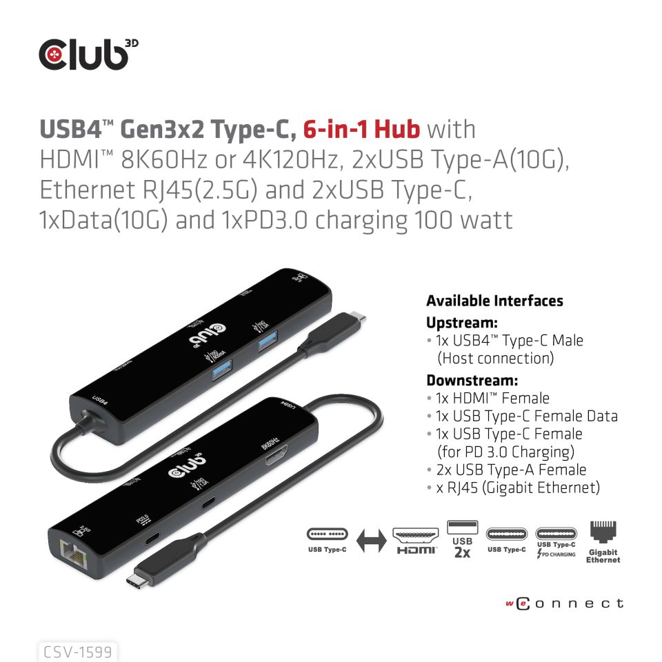 Club 3D 6-in-1 Hub - Dockingstation