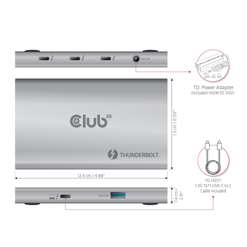 Club 3D Thunderbolt 4 portabler 5-in-1 Hub 