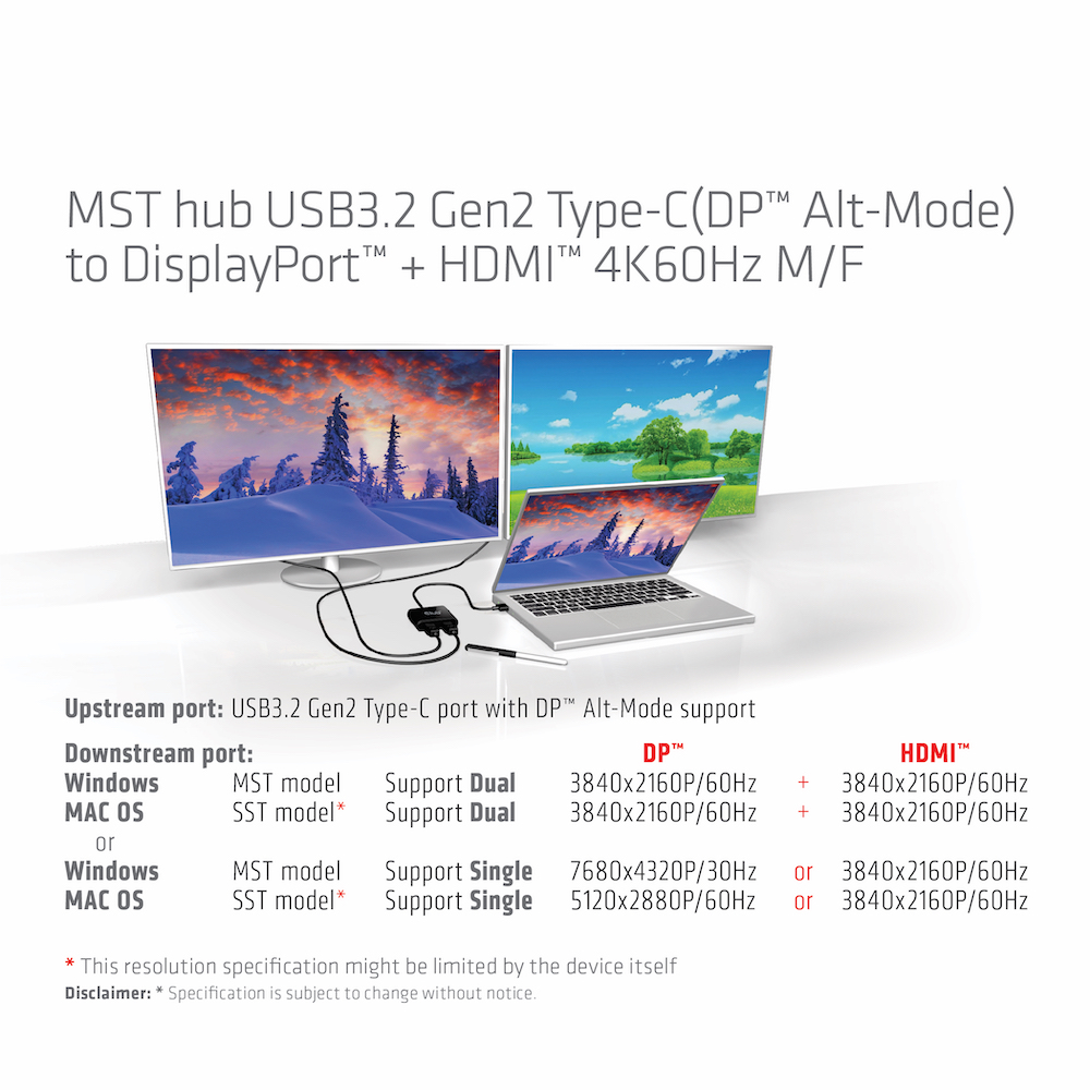 Club 3D MST Hub USB-C auf DisplayPort
