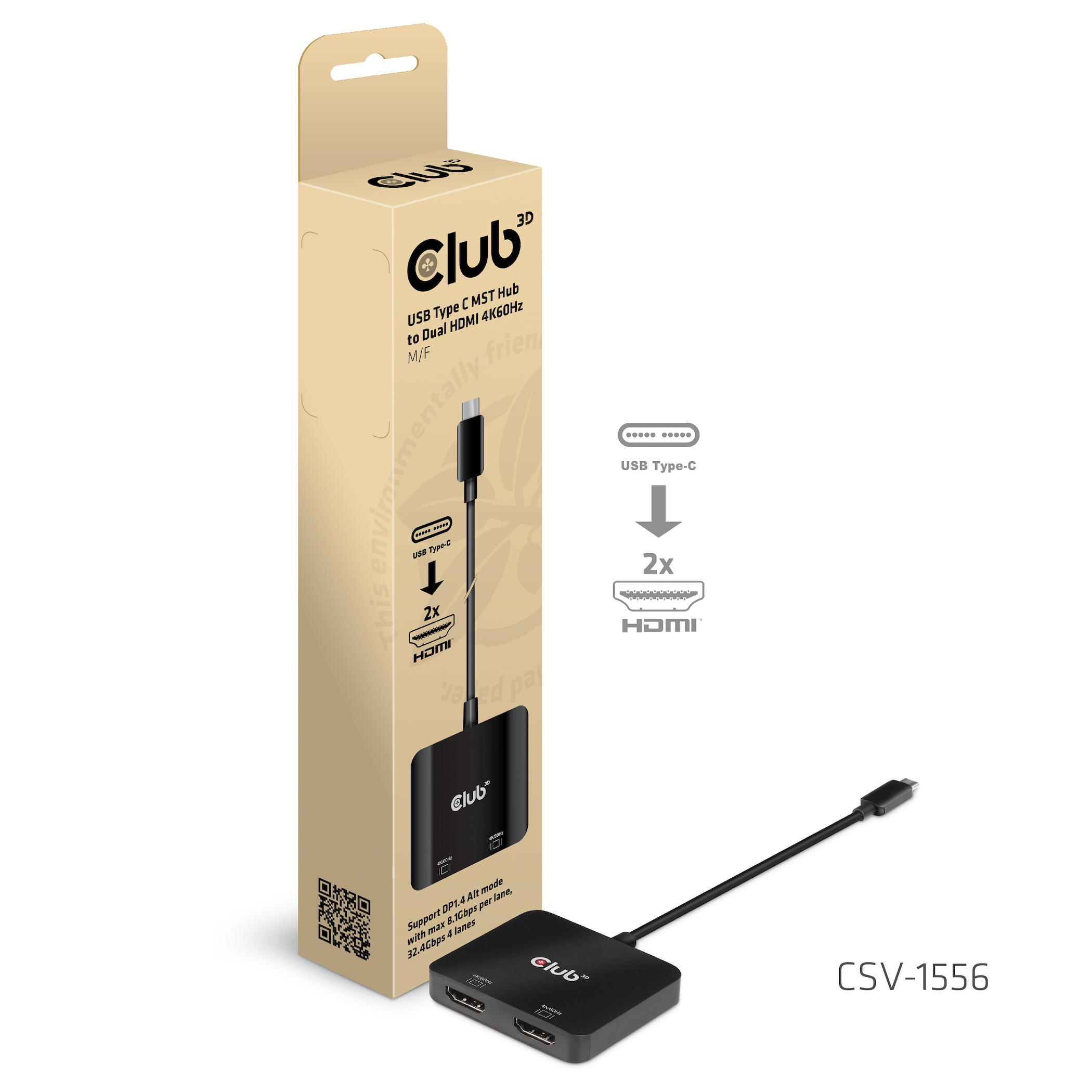 Club 3D Multi Stream Transport (MST) Hub USB-C 