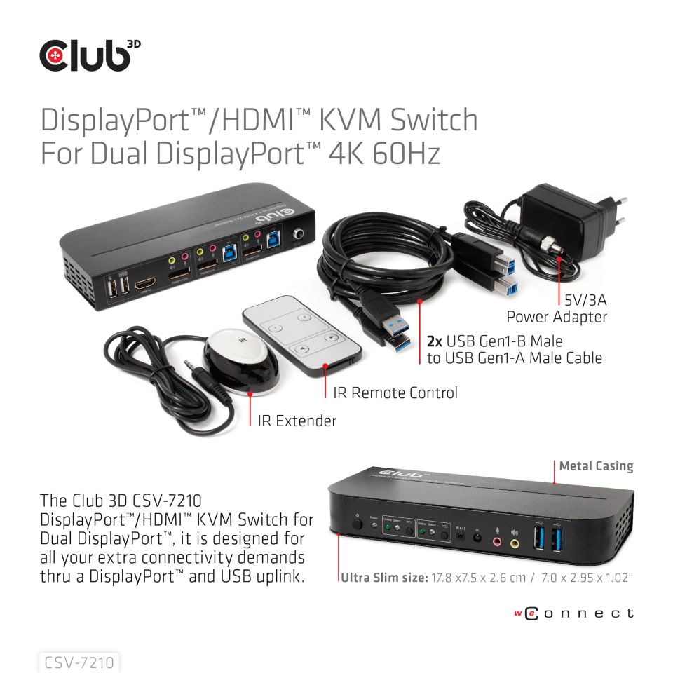 Club 3D KVM-/Audio-Switch auf Dual DP