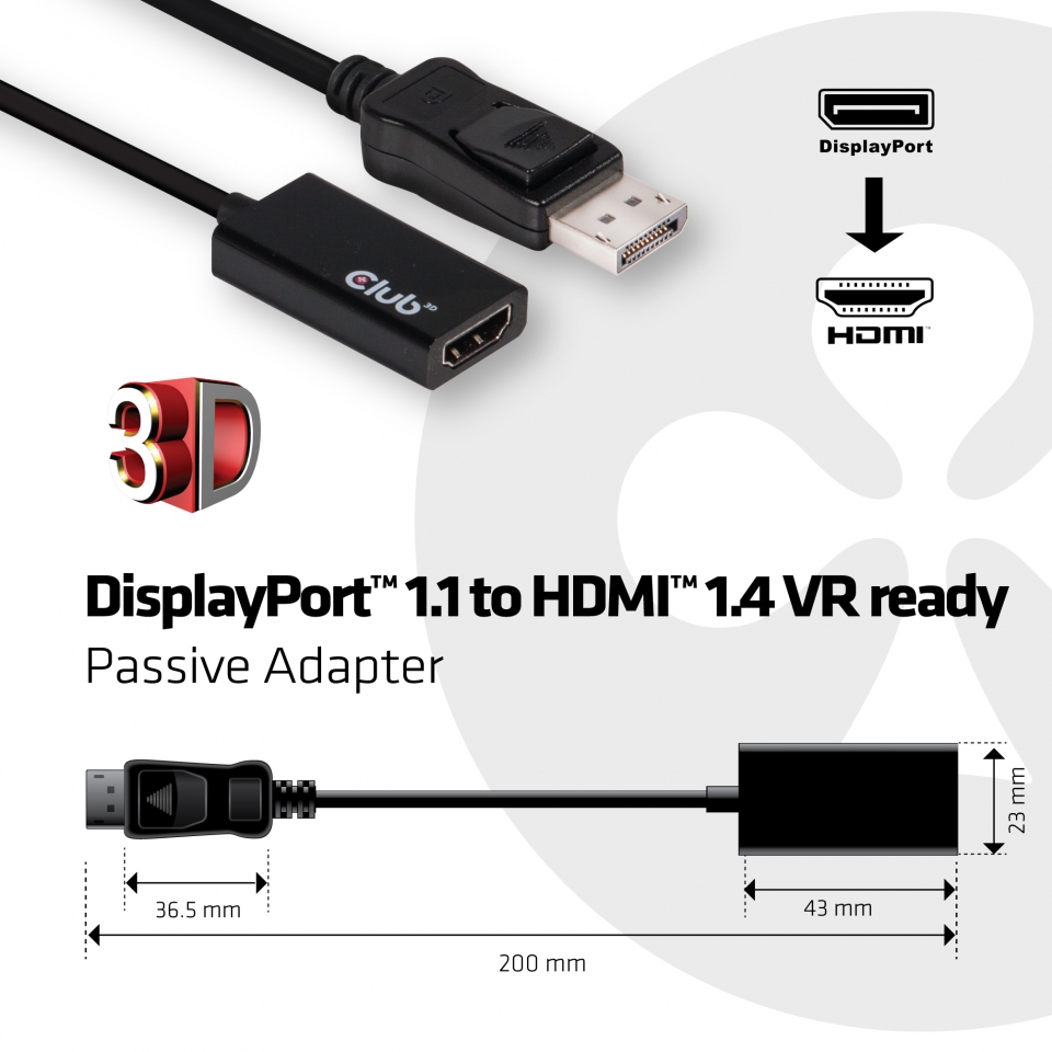 Club 3D DisplayPort auf HDMI 1.4 VR Ready