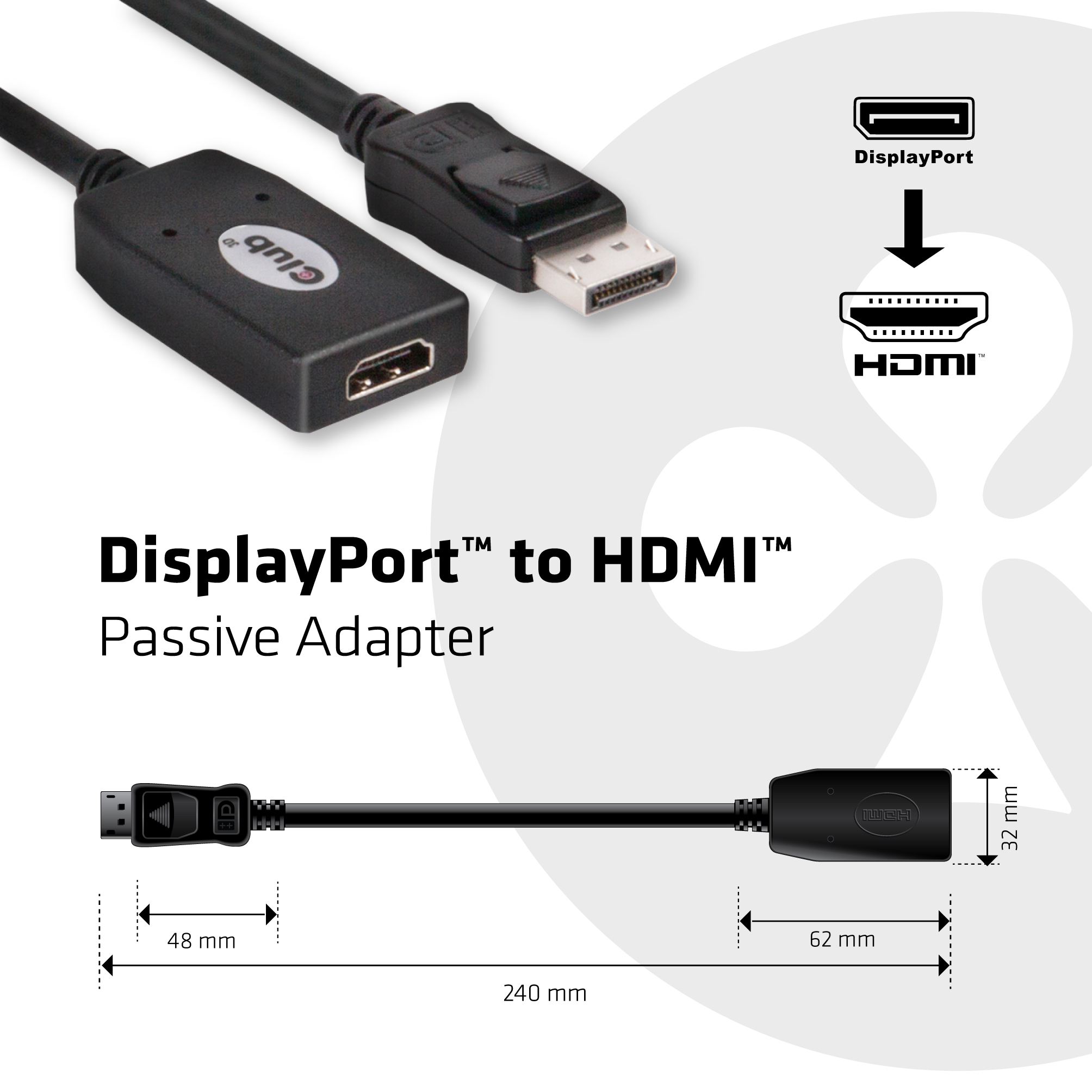 Club 3D DisplayPort 1.1a auf HDMI 1.3