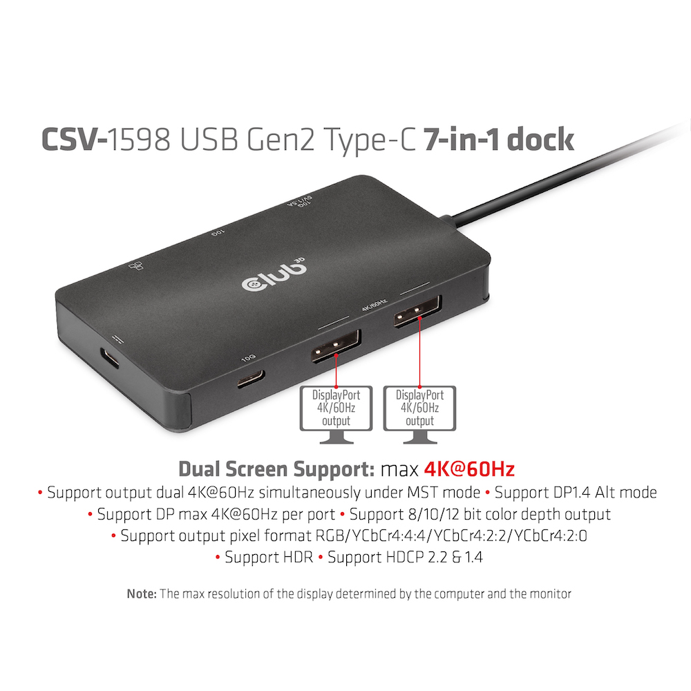 Club 3D USB-C auf Dual DisplayPort Multi Hub