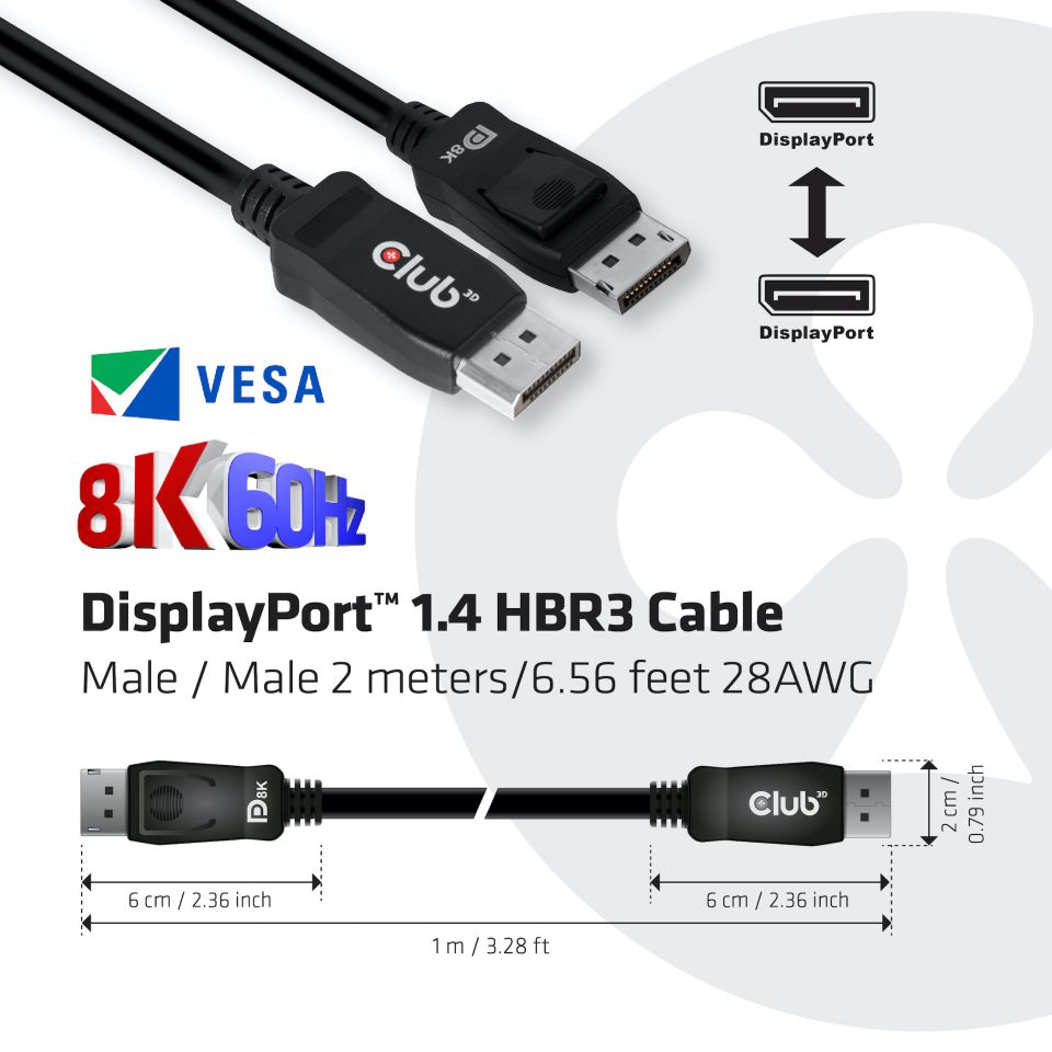 Club 3D DisplayPort-Kabel - 2m