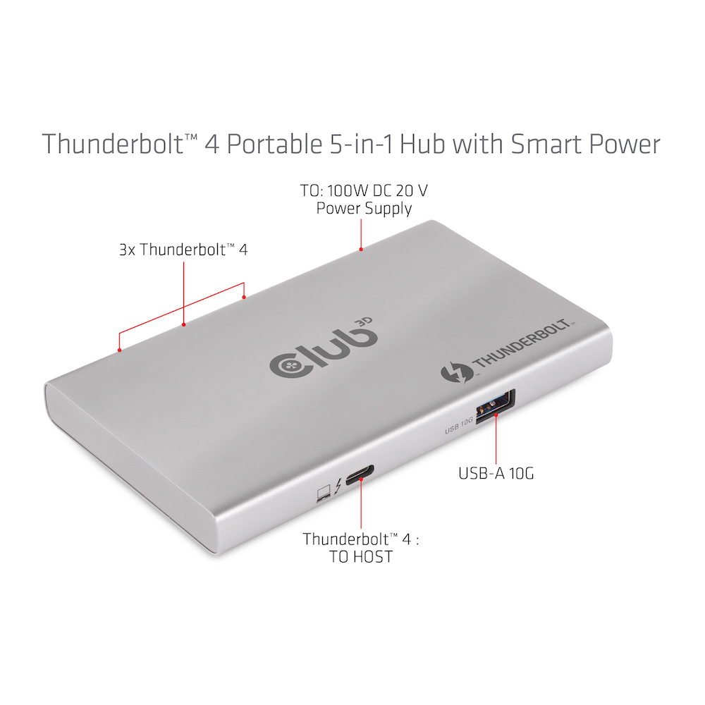 Club 3D Thunderbolt 4 portabler 5-in-1 Hub 