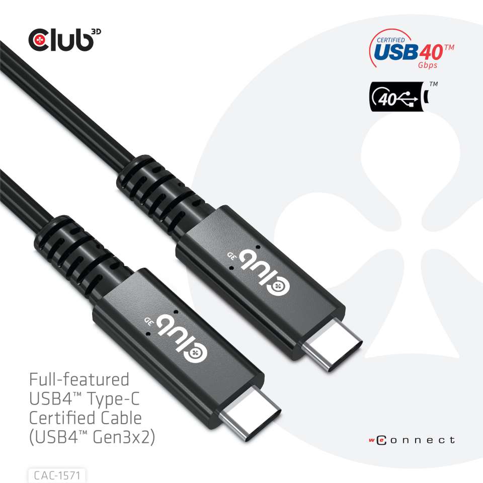 Club 3D USB 4 Typ C Anschlusskabel - 0,8m